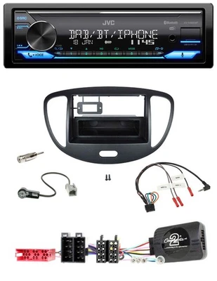 JVC Bluetooth DAB USB Lenkrad Autoradio für Hyundai i10 ISO 2009-2013 schwarz - Bild 1 von 4