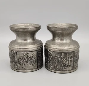 Kyrre Norsk Tinn Pewter Viking Candle Holders Set of 2 Norway MCM Vintage - Picture 1 of 11