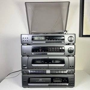 TOCADISCOS BUSH MS-351CD MIDI DOBLE CUBIERTA ESTÉREO SISTEMA DE ALTA FIDELIDAD RADIO CASETE FUNCIONANDO - Imagen 1 de 14