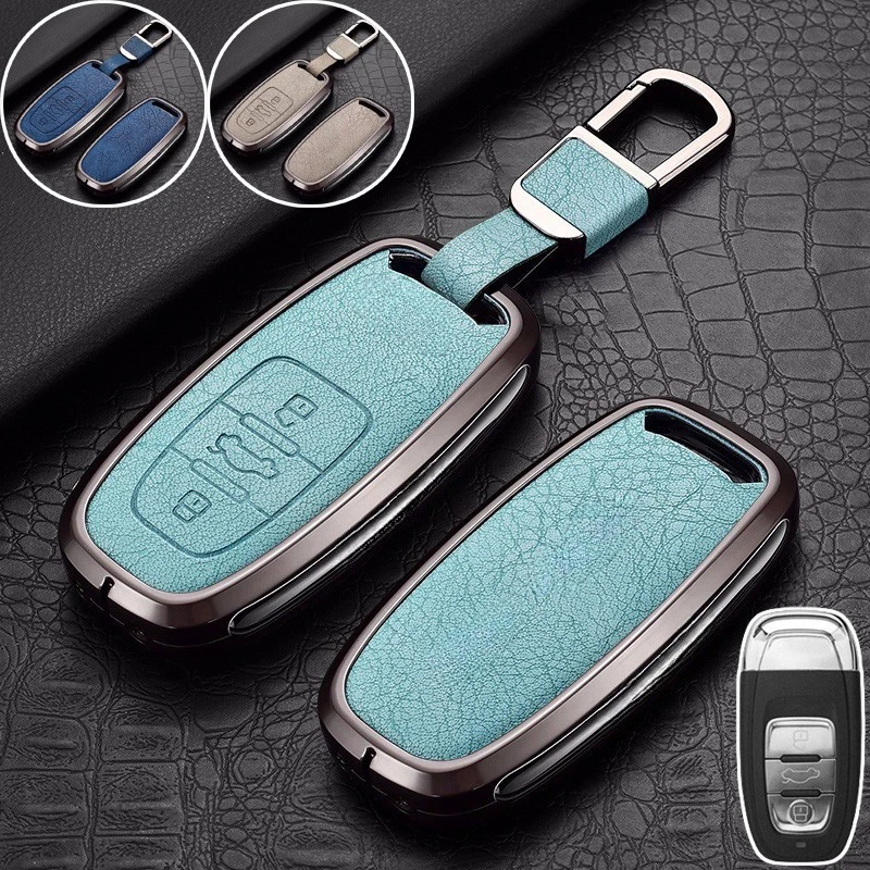 Funda de cuero para llave de coche de aleación de zinc para Audi A3 A4 S4 A5 A6 A7 A8 S6 Q5 TT RS Foto 1 de 4