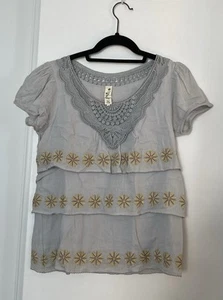 Top Vintage Anthropologie Floreat Algodón Talla 0 Nuevo - Imagen 1 de 3