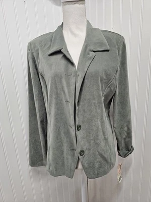 Camisa Dressbarn Verde Botón Delantero Manga Larga Gamuza Sensación M Foto 1 de 4