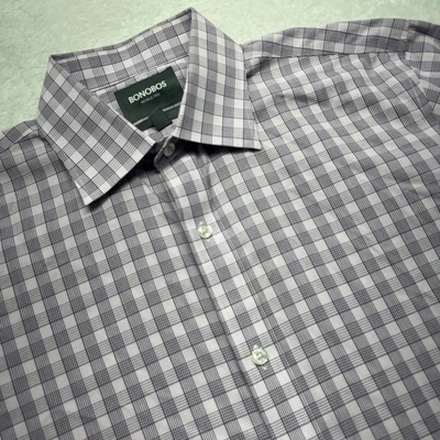 Camisa Bonobos Calce Ajustado Abotonada Sin Arrugas Manga Larga Hombres 16-35 Púrpura Cuadros Foto 1 de 4