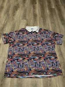 Hreski Golf Shirt Men’s 2XL Polo Performance Colorful Funky Collared Psychedelic - Picture 1 of 7