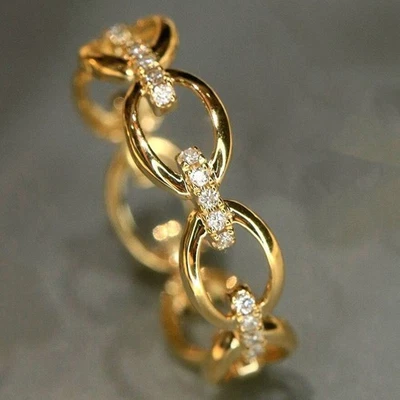 Ins Moda Mujer Chapado en Oro 18k Brillante Circonita cúbica Forma Banda Anillo Tallas 6-10 Foto 1 de 4