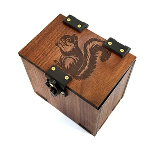 Squirrel Commander Deck Box, 100+ Cards, Dice Tray, MTG Deck Box Handmade Wood - Picture 1 of 7