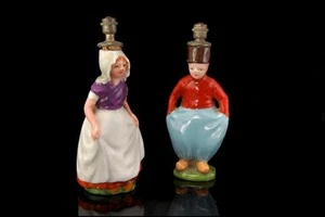 2 ANTIKE DEUTSCHE PORZELLAN KRONE TOP MÄDCHEN JUNGE FIGUR PARFÜMFLAKONS BR - Bild 1 von 7