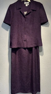 2 Piece Women Size 10 Purple Textured Sleeveless Dress & Matching Shirt/Jacket - Picture 1 of 11