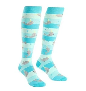 Sock it to Me Unicorn of the Sea Narwhal Knee-High Dress Socks Blue - Picture 1 of 1