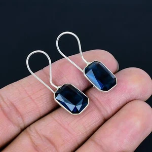 Iolite Gemstone 925 Sterling Silver Handmade Gift Jewelry Earrings 1.4" VJ 5264 - Picture 1 of 6
