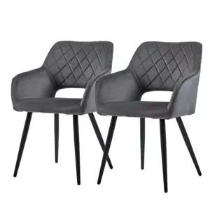 2 x grau Samt Esszimmerstühle Diamantsitz mit Loch Küche Esszimmer - Bild 1 von 12