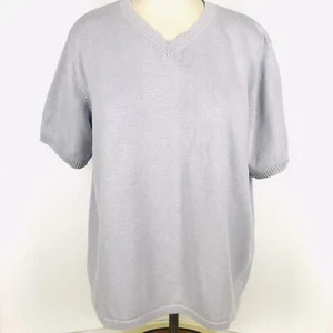 Eddie Bauer Vintage Sweater Women XXL Tall Gray V-Neck Short Sleeve Cotton - Picture 1 of 6