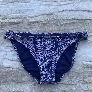 mossimo womens medium bikini swimsuit bottoms blue white scrunched sides  - Picture 1 of 3