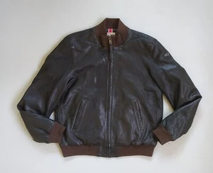 HACKETT Leather Bomber Men's Jacket FREE WorldWide Shipping FTP-5001 - Picture 1 of 13