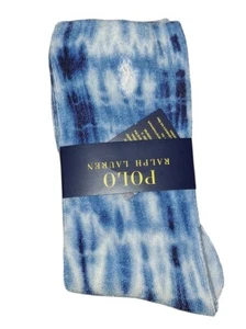 RALPH LAUREN POLO Tie Dye Crew Socks Blue White Size 4 - 7 - Picture 1 of 1