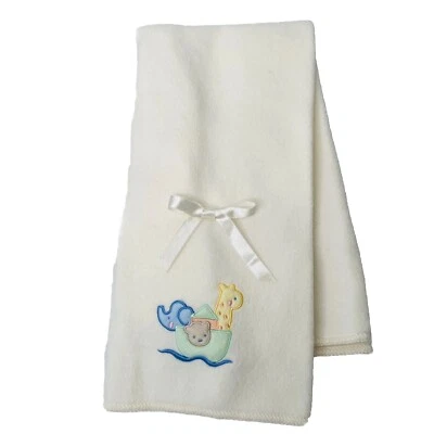Manta de bebé Simply Baby polar Arca de Noé beige crema 26" X 30" vintage Foto 1 de 4