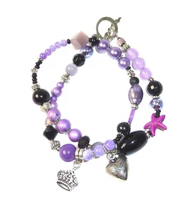 ★ DIY ★ Pulsera envolvente ★ púrpura, violeta y negro ★ - Imagen 1 de 1