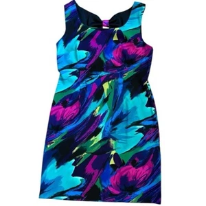 CONNECTED Womens Size 12 Dress Sleeveless Sheath Bold Vibrant Floral Summer Fun - Picture 1 of 6