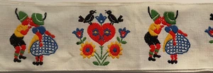 4,33 iarde Indanthren bianco jacquard bordo ricamato cuori bacio olandese - Foto 1 di 5
