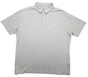 Patagonia Polo Shirt Mens Large Gray Stripe SS Lightweight Organic Cotton Logo - Picture 1 of 8