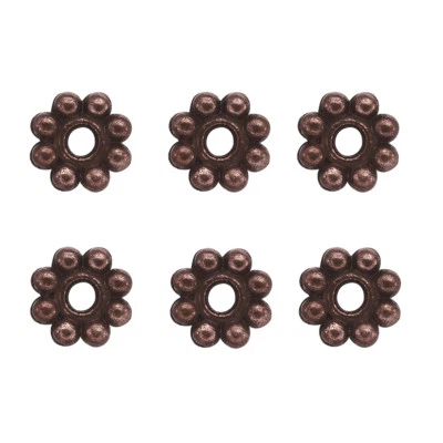 300 piezas espaciadores de cuentas de aleación de flores de cobre rojo para hacer joyas agujero de 5x1,5 mm 1 mm Foto 1 de 4