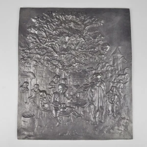 Relieve de estaño - Imagen de estaño - Placa - Placa de pared - Relieve - Escena de pueblo con violinista - #1 - Imagen 1 de 5