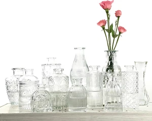Glass Bud Vase Set 12, Small Flower Vases for Wedding Centerpiece Table Clear in - Picture 1 of 7
