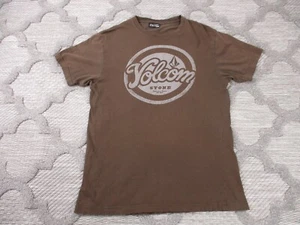 Vintage Volcom Shirt Mens Medium Brown Center Chest Logo Print Spell Out S/S - Picture 1 of 10