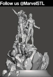 Captain Marvel & Adam Warlock Resin Sculpture Statue Model Kit Unpainted/Unasse - Picture 1 of 1