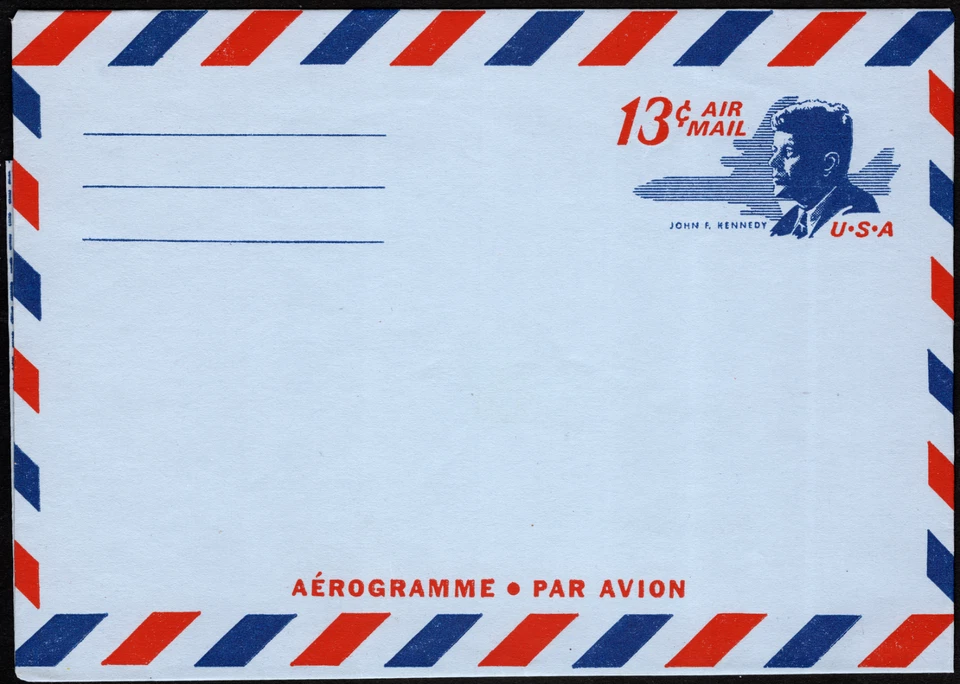 US Postal Stationery Scott #UC39 Mint 13 Cents John F. Kennedy Airletter Sheet - Image 1 of 1
