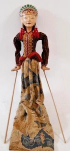 Vintage Antique Indonesian Wayang Golek Hand Carved Painted Wood Puppet 27" Tall - Picture 1 of 13