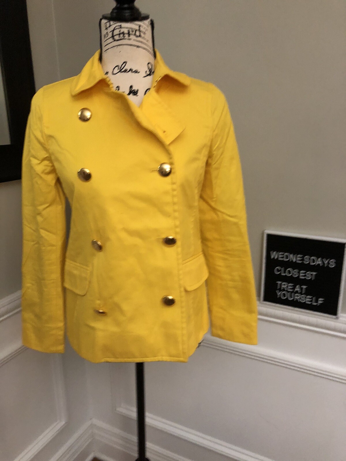 J.Crew Womens Cotton Yellow Pea Coat 