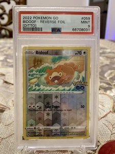 2022 Pokemon Go Bidoof Reverse Foil (Hidden Ditto) 059/078 PSA 9 MINT - Picture 1 of 3