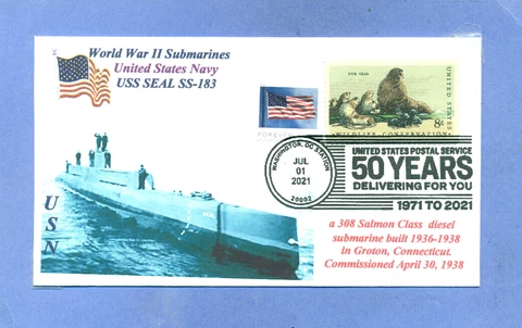USS SEAL SS-183 Submarine, US NAVY WW II, Photo Cachet #1464 Pictorial Postmark Cover