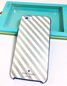 Kate Spade NY Hardshell Case Apple iPhone 6s+Plus Diagonal Stripes Silver/Cream - Picture 1 of 4