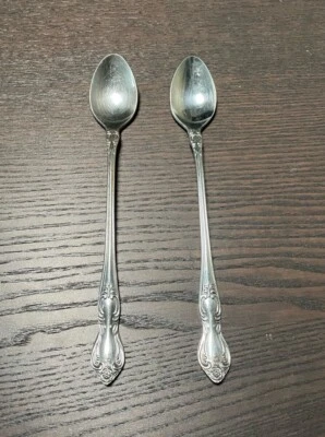 Lote de 2 cucharas de té helado cubiertos de mesa de acero inoxidable Easterling Valhalla Japón Foto 1 de 4