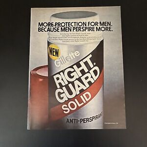 1981 protection droite solide anti-transpirant pour hommes annonce imprimée originale plus de protection
