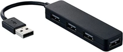 Elecom USB2.0 Hub 4 Ports Bus Powered Nintendo Switch Operation Confirmed Black - Image 1 of 4