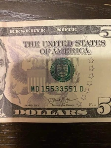 2013 series a $5 Bill With Rare Serial Number (Both Ways)155-33-551 - Picture 1 of 3