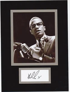 MALCOLM X 8x10 REPRINT PHOTO & REPRINT AUTOGRAPH ON GLOSSY PHOTO PAPER - Bild 1 von 1