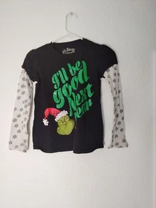 Dr Seuss The Grinch I'll Be Good Next Year Children's Shirt Girls Large 10-12 - Picture 1 of 3