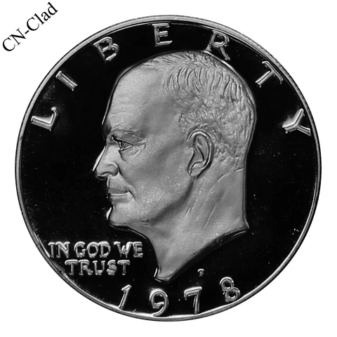 1978 S Eisenhower Dollar Gem Deep Cameo Proof CN-Clad Coin Cover
