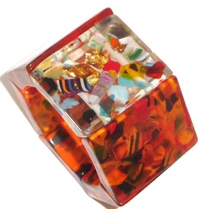 Sobral Fragments Kyara Orange Runway Style Stretch Artist Made Panel Bracelet - Picture 1 of 6