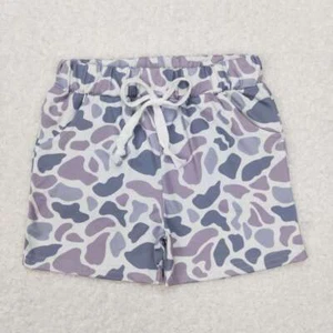 Gray Color Camouflage Soft Summer Baby Boys Hunting Camo Shorts With Pocket - Picture 1 of 10