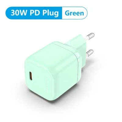 Adaptador de corriente rápida GaN 30W enchufe cargador USB tipo C para iPhone 15 14 13 12 iPad Foto 1 de 4
