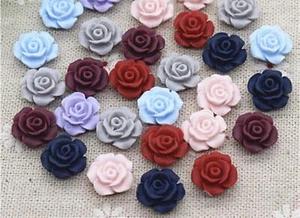 50pcs 13mm Resin Rose Flower FlatBacks Cabochons Decoration Flat Back DP241 - Picture 1 of 1