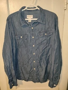 Pendleton Womens Button Up Shirt Size XL Blue Tencel Long Sleeve Collared - Picture 1 of 4