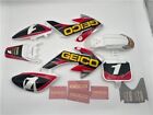Pit Bike Geico Graphics Sticker Kit Fitted To White CRF50 Plastics Fairings