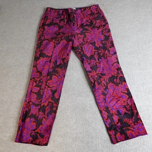 Anthropologie Damen Hose 10 rot lila Blumen Allover Print Samt - Bild 1 von 10