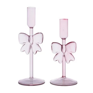 Pink Glass Holder for Taper 18/21cm Home and Wedding Elegant - Bild 1 von 10